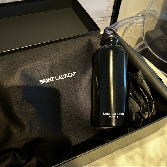 Black Saint Laurent Water Bottle With Box & Gift Packaging - Picture 8 of 10
